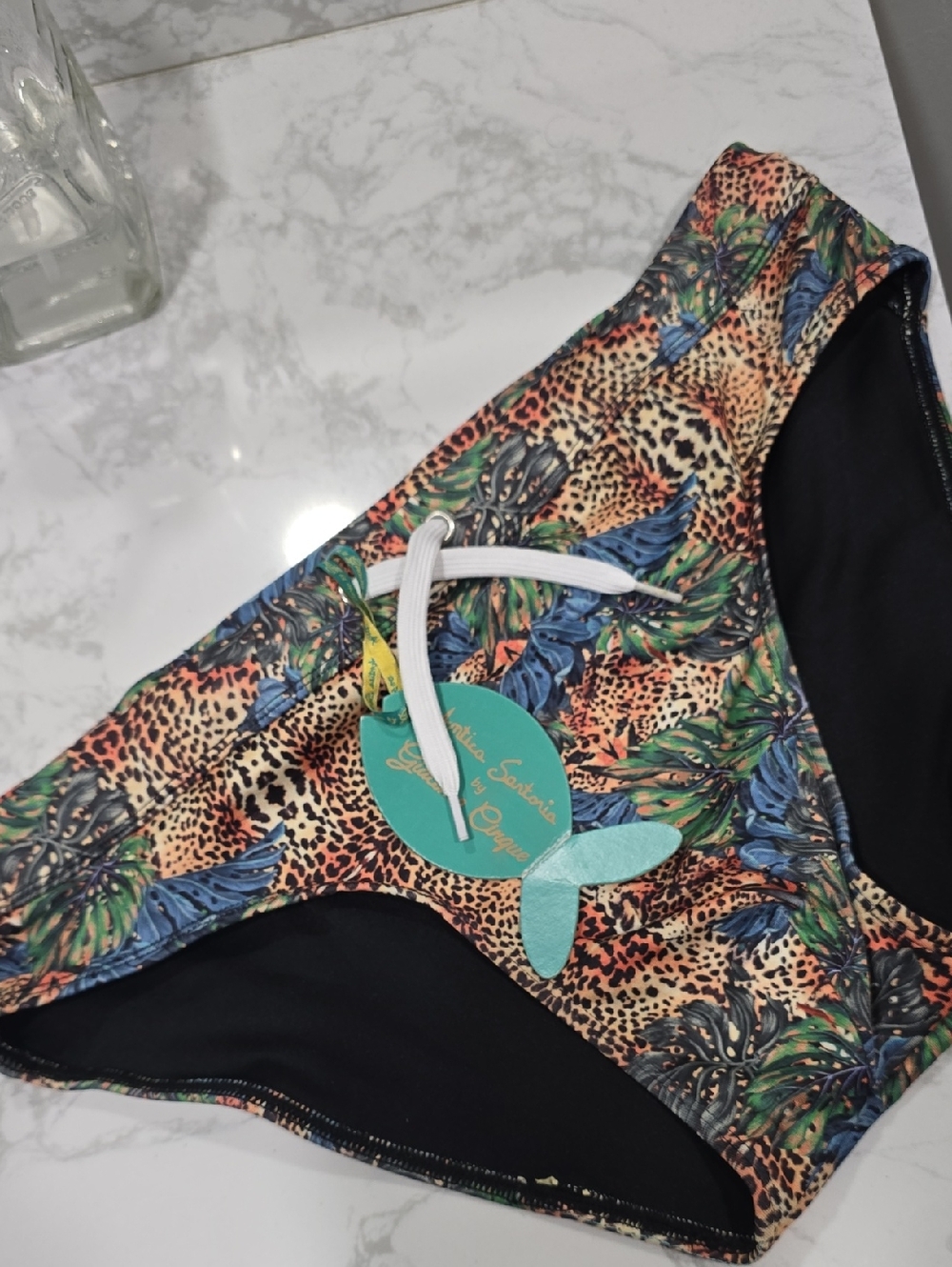Tropical Leopard Print Bikini Bottom - Multicolor Size S